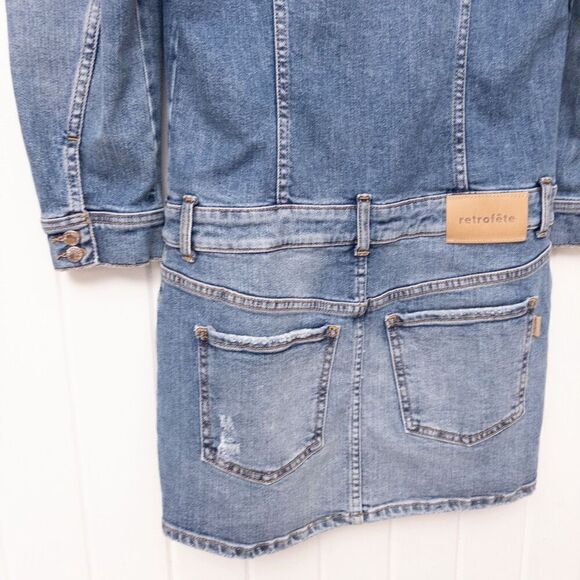 Retrofete Sibi Puff Sleeve Denim Mini Dress Size Medium - Picture 8 of 10